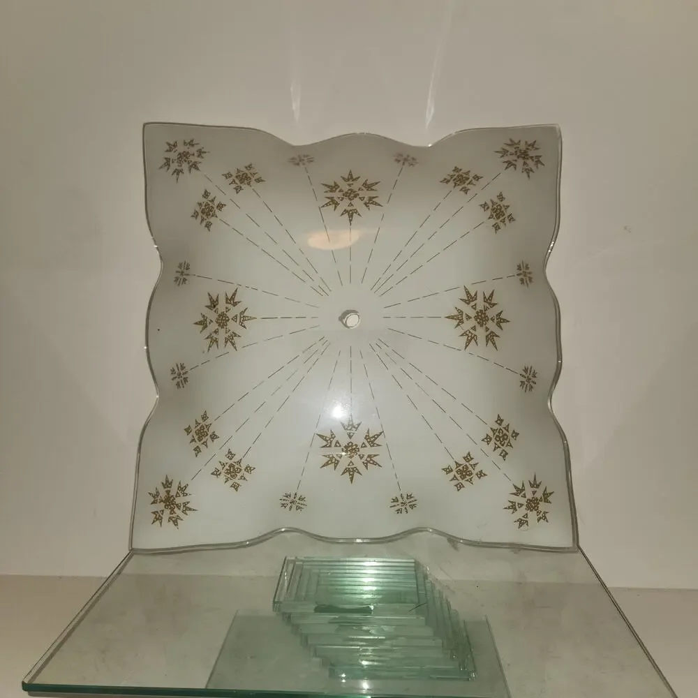 Vintage MCM Atomic Burst Frosted Light Cover 13x13